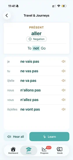 Negation drill in Phonique